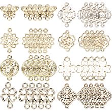 SUNNYCLUE 1 Box 48Pcs Connector Charms Gold Flower Linking Charms Chakra Yoga Energy Charm Butterfly Four Leaf Clover Links Connectors Charm Alloy Charms for Jewelry Making Charm DIY Earring Supplies