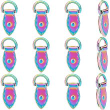 WADORN 10 Pack Rainbow Metal Bag Side Clip Buckle, Purse Suspension Clasp Hardware Leaf Shape Handbag Chain Strap Connector Colorful D Ring Screwback Lanyard Clasps DIY Shoulder Bag Repair Accessories