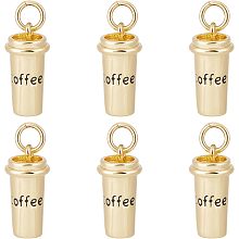 Beebeecraft 1 Box 8Pcs Coffee Cup Charms 18K Gold Plated Coffee Pendants Charms with Jump Rings Hole: 3mm for DIY Gift Bracelets Necklaces Earring Making