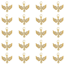 DICOSMETIC 20Pcs Rhinestone Bird Charms Brass Cubic Zirconia Pendants 18K Gold Plated Bird Charms Small Animal Dangle Pendants with Jump Ring for Necklace Bracelet Jewelry Making, Hole: 3mm