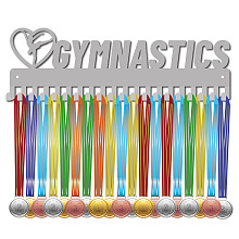 CREATCABIN Gymnastics Medal Holder Display Gymnast Medal Hanger Sports Awards Wall Rack Mount Decor Stainless Steel Metal Hanging for Athletes Home Badge 20 Hooks Storage Over 60 Medals, Silver