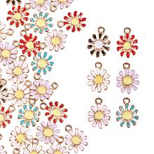 PandaHall Elite 30pcs 6 Color Daisy Flower Charms Pendant Plant Flower Enamel Dangle Charms Beads for Necklace Bracelet Earrings DIY Jewelry Making