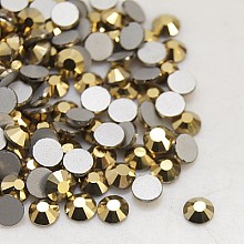 Honeyhandy Glass Flat Back Rhinestone, Grade A, Back Plated, Faceted, Half Round, Aurum, 3~3.2mm, about 1440pcs/bag