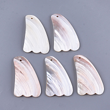 Honeyhandy Freshwater Shell Gua Sha Boards, Scraping Massage Tools, Gua Sha Facial Tools, Seashell Color, 101~102x55~56x5~6mm, Hole: 4mm