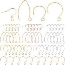 DICOSMETIC 90Pcs 3 Styles 3 Colors 304 Stainless Steel Ear Wire Hooks Hypoallergenic Pressed V Shape Earring Hooks Fish Hook Ear Wires for Dangle Earring Jewelry Making