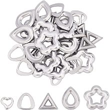 UNICRAFTALE 40pcs 5 Styles Triangle/Teardrop/Flower/Heart Linking Rings Stainless Steel Linking Charms Metal Link Connectors for Necklace Jewelry Making, Stainless Steel Color