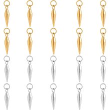 UNICRAFTALE 20pcs Electroplating Bullet Pendant 2 Colors Stainless Steel Bullet Pendulum Charm with Jump Ring Simple Bar Choker Pendant Memorial Charm for Necklace Earrings Jewelry Making19x5mm