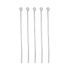 Honeyhandy 304 Stainless Steel Eye Pins, Stainless Steel Color, 65mm, Hole: 2mm, Pin: 0.7mm