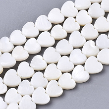 ARRICRAFT Natural Freshwater Shell Beads Strands, Heart, Creamy White, 6x6x1~3mm, Hole: 0.8mm, about 73pcs/strand, 15.16 inches(38.5cm)