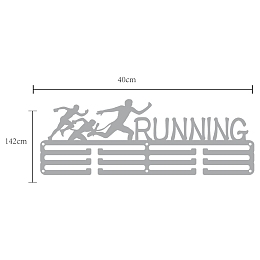 CREATCABIN Fashion Iron Medal Hanger Holder Display Wall Rack, with Screws, Word RUNNING, Human Pattern, 142x400mm