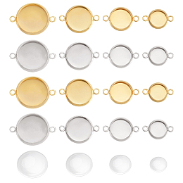 Unicraftale DIY Links Connectors Making Kits, with Transparent Glass Cabochons, 304 Stainless Steel Cabochon Connector Settings, Golden & Stainless Steel Color, Connector Settings: 16~21.5x10~16x2mm, Hole: 2mm; 40pcs/box