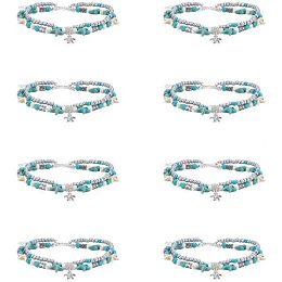 Arricraft 4 Pcs Sea Turtle Anklets, Tortoise Alloy Turtle Starfish Anklets Double Layer Anklets Ocean Theme Anklet Handmade Boho Anklet Bracelet Jewelry for Women