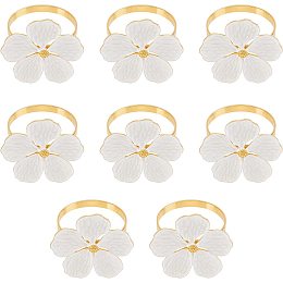 FINGERINSPIRE 10 Pcs Flower Napkin Ring, 38.5mm Inner Diameter Zinc Alloy Flower Shape Napkin Rings Golden Napkin Holder Adornment for Restaurant Hotel, Wedding & Party Table Decoration