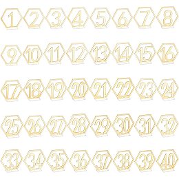 NBEADS 40 Pcs Acrylic Table Numbers, 1-40 Wedding Hexagon Table Numbers Reception Stands Seat Numbers with Holder Base for Wedding Party Event Catering Decoration