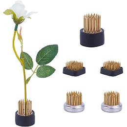 PandaHall Elite 5 pcs 3 Sizes Mini Ikebana Flower Holder, Square/Round Floral Arranging Pin Frog Spiky Frog Fixed Holder Tools for Plants