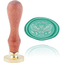 CRASPIRE Wax Seal Stamp Owl Vintage Sealing Wax Stamps Postal Oval Removable Brass Head Sealing Stamp with Wooden Handle for Wedding Invitations Thanksgiving Valentine's Day Gift Wrap