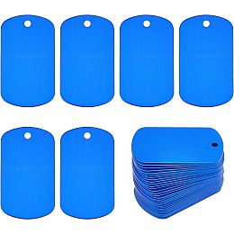 BENECREAT 30 Packs Blue Shield Shape Stamping Blanks with 3.5mm Hole Aluminum Blank Pendants for DIY Decorative Craft Pet Dog ID Tags,1.97x1.14inch