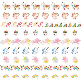 SUNNYCLUE 80Pcs 10 Styles Unicorn Resin Cabochon Rainbow Slime Charms Flatback Colorful Mini 3D Star Cloud Beads for DIY Scrapbooking Embellishments Jewelry Making Crafts Making Supplies