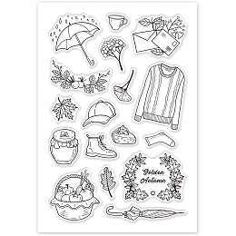 GLOBLELAND Autumn Clear Stamps Autumn Rain Plant Silicone Stamp for Card Making Decoration and DIY Scrapbooking