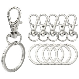 Honeyhandy DIY Keychain Making Kit, Including Alloy Swivel Lobster Claw Clasps, Iron Split Key Rings, Platinum, 10Pcs/bag