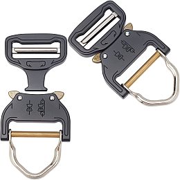 CHGCRAFT 2 Pcs Tactical Belt Buckle Quick Release Buckle Metal Side Release Buckle Heavy Duty D-Ring Alloy and Plastic Adjustable Metal Buckle Replacement,2.20 inch(56mm)