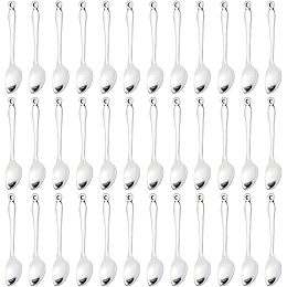 DICOSMETIC 60Pcs Antique Silver Spoon Charm Kitchen Theme Pendant Kitchen Utensil Pendant Tibetan Styles Charm Alloy Big Pendant Dangle Charm Supplies for DIY Craft Jewelry Making, Hole: 1.5mm