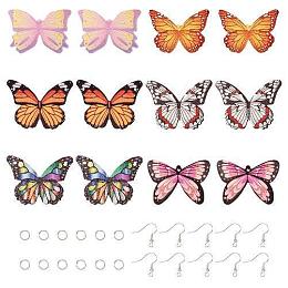 PandaHall Elite Butterfly Earring Making Kit, Including Imitation Leather Big Pendants, Brass Earring Hooks & Jump Rings, Mixed Color, 52Pcs/set