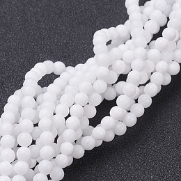 Honeyhandy Natural White Jade Beads Strands, Dyed & Heated, Round, White, 10mm, Hole: 1mm, about 39pcs/strand, 15.5 inch