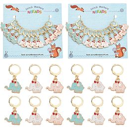 NBEADS 24 Pcs Elephant Charm Stitch Markers, Enamel Alloy Crochet Stitch Marker Charms Removable Locking Stitch Marker for Knitting Weaving Sewing Accessories Quilting Handmade Jewelry