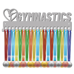 CREATCABIN Gymnastics Medal Holder Display Gymnast Medal Hanger Sports Awards Wall Rack Mount Decor Stainless Steel Metal Hanging for Athletes Home Badge 20 Hooks Storage Over 60 Medals, Silver