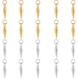 UNICRAFTALE 20pcs Electroplating Bullet Pendant 2 Colors Stainless Steel Bullet Pendulum Charm with Jump Ring Simple Bar Choker Pendant Memorial Charm for Necklace Earrings Jewelry Making19x5mm