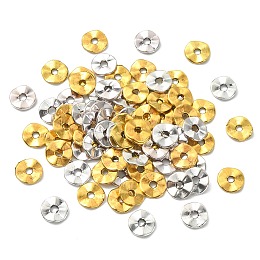 Honeyhandy 100Pcs 2 Colors Tibetan Style Wavy Spacer Beads, Twist Flat Round, Antique Silver & Antique Golden, 7x1mm, Hole: 1mm, 50pcs/color