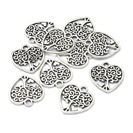 Honeyhandy Tibetan Style Alloy Pendants, Cadmium Free & Lead Free, Heart with Tree, Antique Silver, 18x17x1.5mm, Hole: 1.8mm