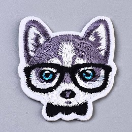 Honeyhandy Wolf Appliques, Computerized Embroidery Cloth Iron on/Sew on Patches, Costume Accessories, Slate Blue, 50.5x43x1.5mm