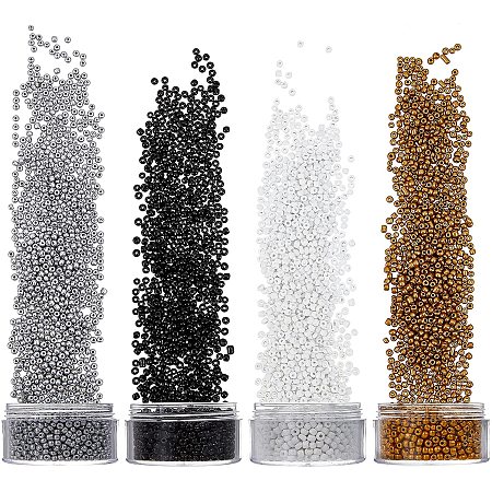 NBEADS 160g 3mm Glass Seed Beads, 4 Colors Craft Beads Baking Paint Beads Glass Seed Beads for DIY Bracelets Earring Jewelry Making