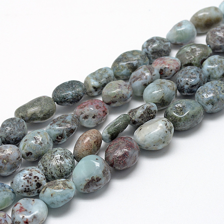 ARRICRAFT Natural Larimar Beads Strands, Grade B, Oval, 8~15x7~12x4~12mm, Hole: 1mm, about 30~45pcs/strand, 15.7 inches