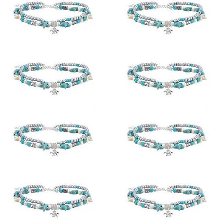Arricraft 4 Pcs Sea Turtle Anklets, Tortoise Alloy Turtle Starfish Anklets Double Layer Anklets Ocean Theme Anklet Handmade Boho Anklet Bracelet Jewelry for Women