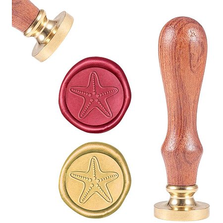 CRASPIRE Wax Seal Stamp, Wax Sealing Stamps Starfish Vintage Wax Seal Stamp Retro Wood Stamp Removable Brass Seal Wood Handle for Wedding Invitations Embellishment Bottle Decoration Gift Packing
