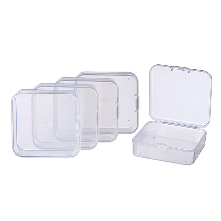 BENECREAT 18 Pack 2.5x2.5x0.78 Square Mini Clear Plastic Bead Containers Drawer Organizers with lid for Items, Earplugs, Pills, Tiny Bead, Jewelry Findings