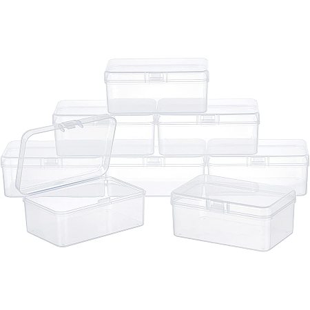 SUPERFINDINGS Rectangle Clear Polystyrene Storage Containers Box Case Plastic Beads Storage Containers (3.3x2.1x1.3Inch, 8 Pcs)