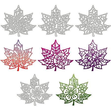 GLOBLELAND 4pcs Metal Maple Leaf Cutting Dies Stencils for DIY Scrapbooking Album Decorative Wedding Invitation Card Making
