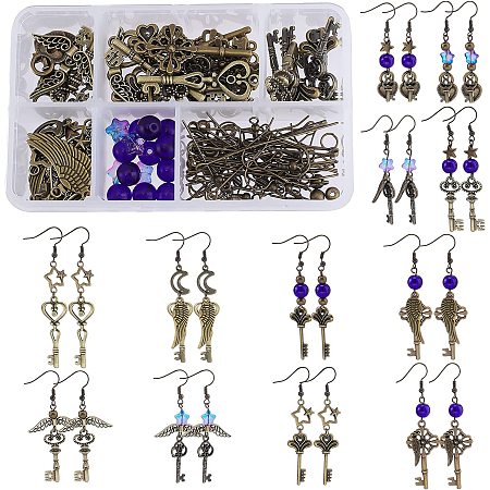 SUNNYCLUE DIY 12 Pairs Skeleton Key Dangle Earrings Making Kit Key Lock  Wing Alloy Pendants Jump Rings & Earring Hooks for Beginners Jewelry Making  Supplies, Antique Bronze 