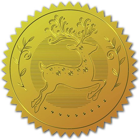 CRASPIRE 100pcs Gold Foil Certificate Seals Deer Embossed Gold Certificate Seals 2