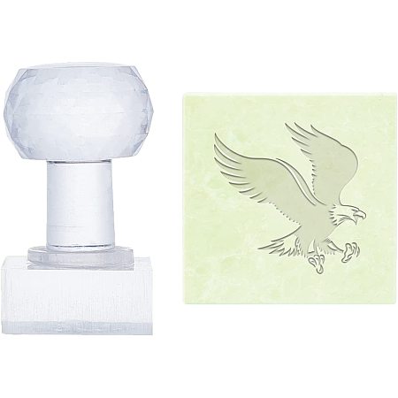 PandaHall Elite Eagle Soap Stamp Animal Soap Embossing Stamp Acrylic Stamp with Handle Round Soap Chapter Imprint Stamp for Handmade Soap Cookie Clay Pottery Stamp Biscuits Gummier Making Projects