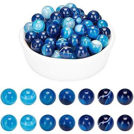 Arricraft About 86 Pcs Natural Stone Beads 8mm, Natural Blue Agate Round Beads, Gemstone Loose Beads for Bracelet Necklace Jewelry Making ( Hole: 1mm )
