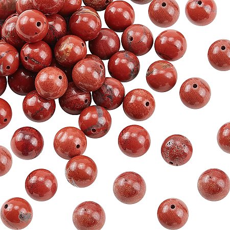 OLYCRAFT 72pcs 10mm Natural Red Agate Beads Grade A Red Marble Bead Strands Round Loose Gemstone Beads Energy Stone for Bracelet Necklace Jewelry Making