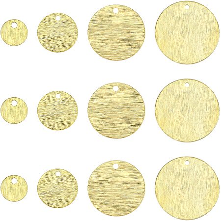 BENECREAT 76Pcs 4 Mixed Sizes 24K Gold plated Flat Round Shape Blank Pendants Stamping Blanks(6-20mm in diameter) for Bracelet Earring Pendant Charms Dog Tags