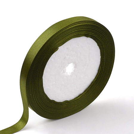 Honeyhandy Single Face Satin Ribbon, Polyester Ribbon, Olive, 1/4 inch(6mm), about 25yards/roll(22.86m/roll), 10rolls/group, 250yards/group(228.6m/group)