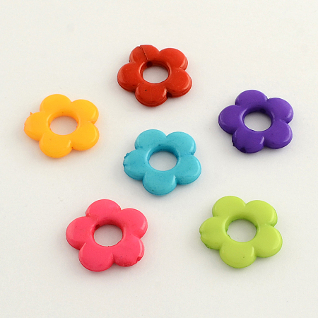 Honeyhandy Opaque Acrylic Flower Bead Frames, Mixed Color, 20x4mm, Hole: 2mm, Inner diameter: 7mm, about 655pcs/500g