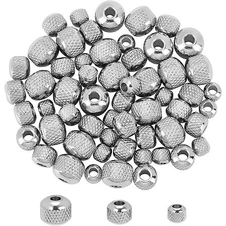 UNICRAFTALE About 60pcs 3 Sizes Stainless Steel Beads 6/8/10mm in Diameter Small Hole Round Spacer Beads Rondelle Surface Beads Stopper Beads Loose Beads for Bracelet Necklace Jewelry Making